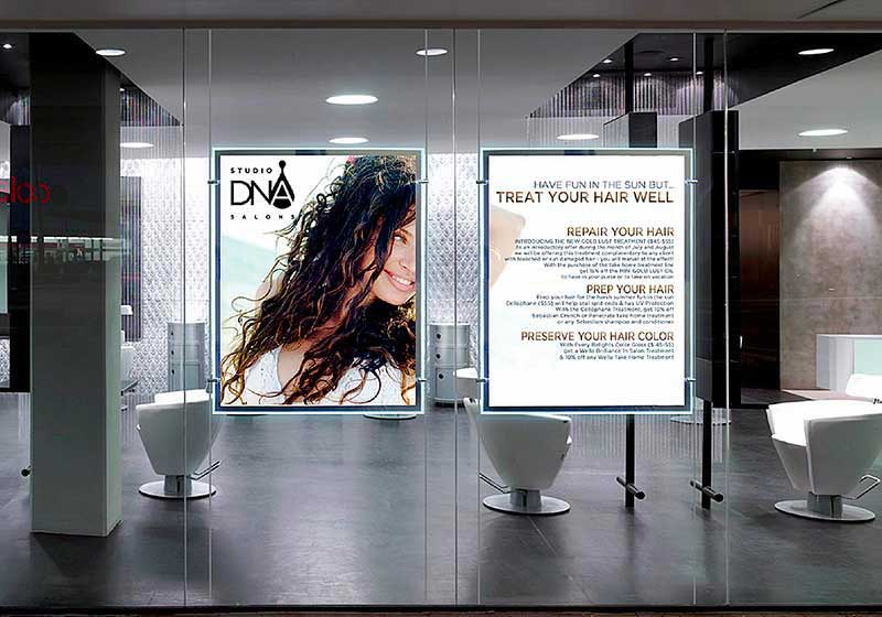 Custom Size LED Backlit Displays for Windows | Cable Suspended