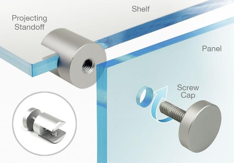 Projecting Standoff Panel/Shelf Support with Screw-cap | Nova Display Systems