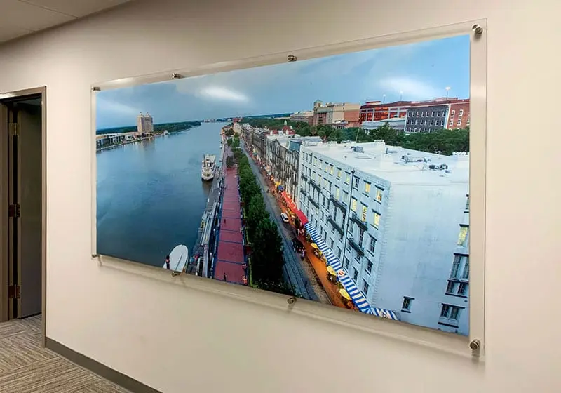 Oversize Non-glare Acrylic Frames for artwork and posters on standoffs | Nova Display Systems