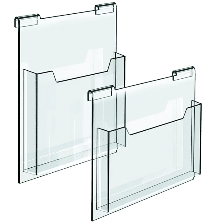Hook-on Acrylic Literature Holders for 6mm Horizontal Rods | Nova Display Systems