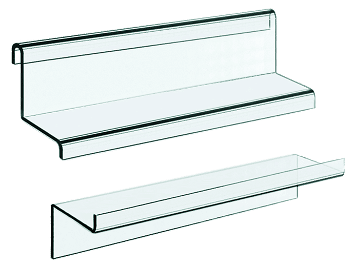 Drop-hook & Hook-on Acrylic Shelves for Light Items for 6mm Horizontal Rods | Nova Display Systems