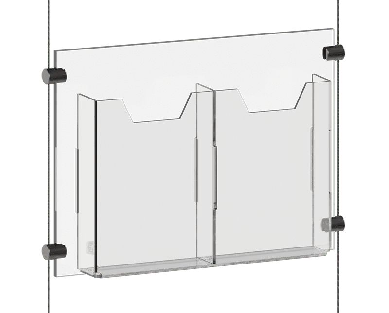 Acrylic Literature Holders — Multi-Pocket for Cable/Rod Suspension | Nova Display Systems