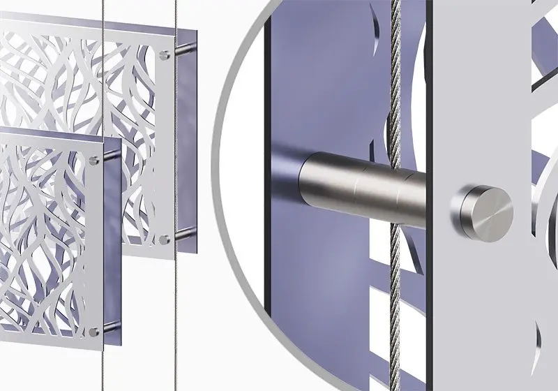 Cable/Rod Suspended Partitions — Dual-Grip Cable Standoffs | Nova Display Systems
