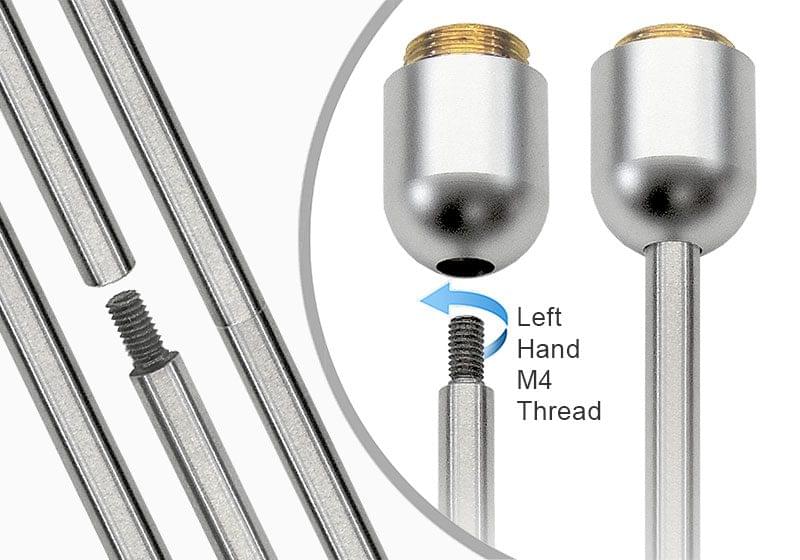 Left-Hand M4 Threaded Rods for 6mm Rod Systems — Join Multiple Rods Together | Nova Display Systems