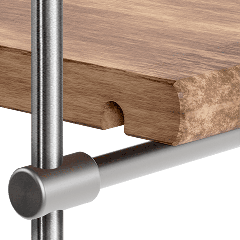 Specialty Supports — 10mm Rod Support for Wooden Shelf | Nova Display Systems