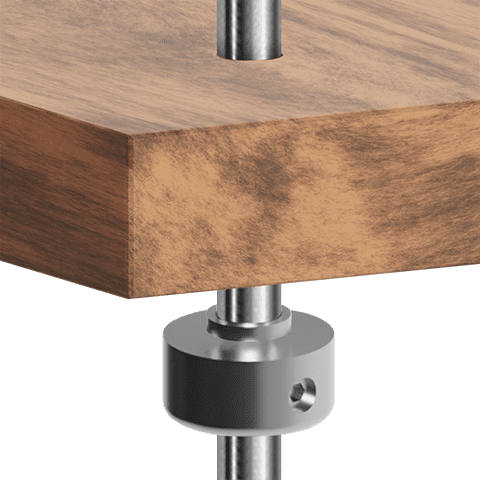 Standard Support for 10mm Rod System Shelf Applications — Support for Drilled Wood Shelf | Nova Display Systems