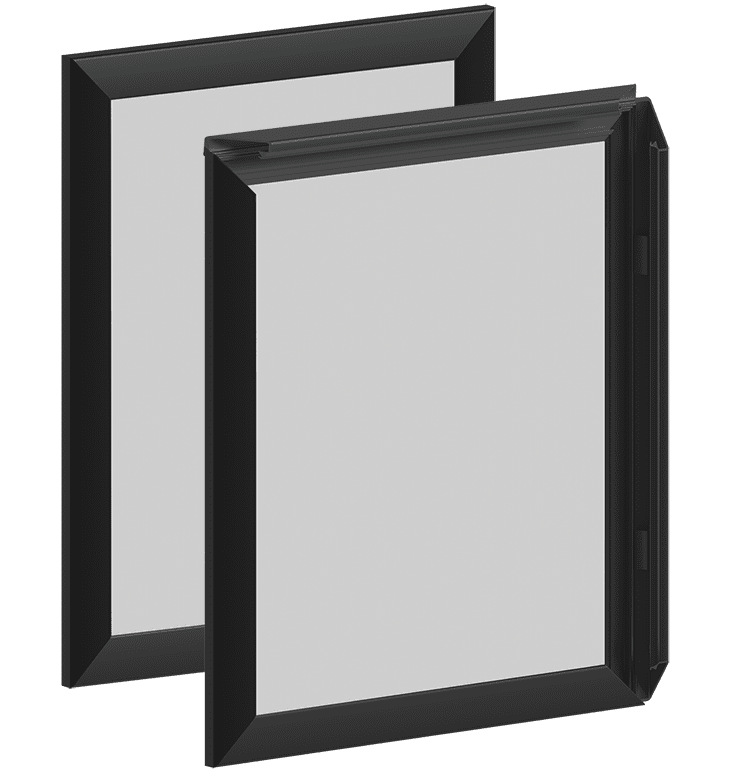 Front-Load Aluminum Frames / Black Square Profile | Nova Display Systems