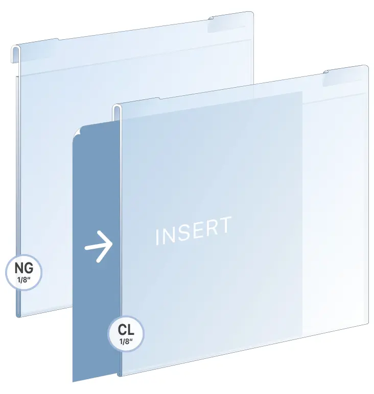 Hook-on Acrylic Holder for 6mm Rod System Square Format | Nova Display Systems