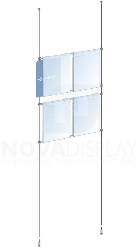 KHPI-001 Cable Suspended Hook-On Acrylic Info/Poster Display Kit / Ceiling-to-Floor Tensioned | Nova Display Systems