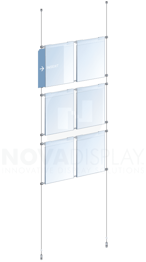 KHPI-002 Cable Suspended Hook-On Acrylic Info/Poster Display Kit / Ceiling-to-Floor Tensioned | Nova Display Systems