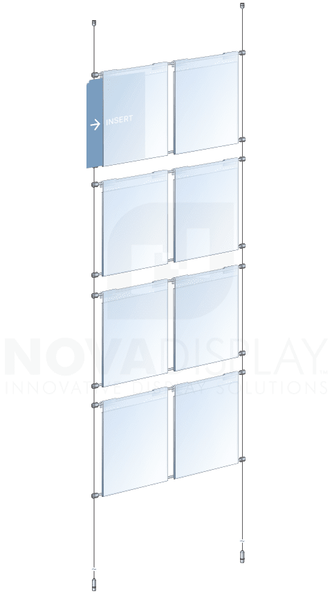 KHPI-003 Cable Suspended Hook-On Acrylic Info/Poster Display Kit / Ceiling-to-Floor Tensioned | Nova Display Systems