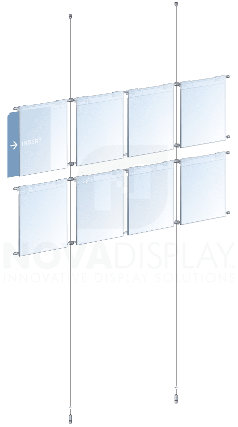 KHPI-004 Cable Suspended Hook-On Acrylic Info/Poster Display Kit / Ceiling-to-Floor Tensioned | Nova Display Systems