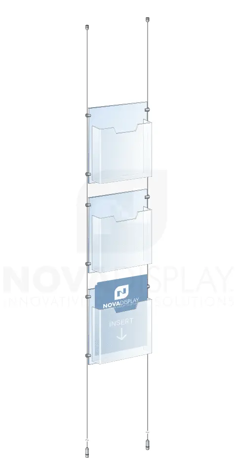 KLD-004 Cable Suspended Acrylic Literature Display Kit / Ceiling-to-Floor Tensioned | Nova Display Systems