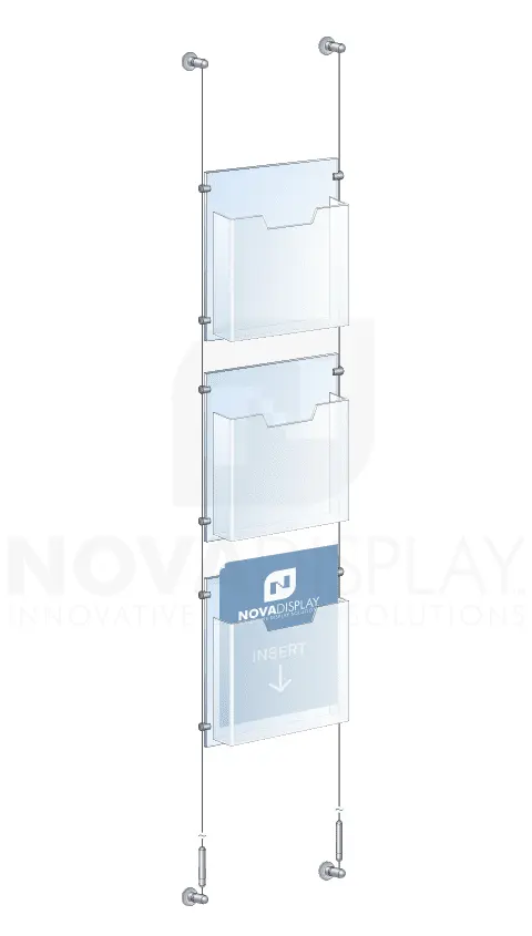 KLD-010 Cable Suspended Acrylic Literature Display Kit / Wall-to-Wall Mounted | Nova Display Systems