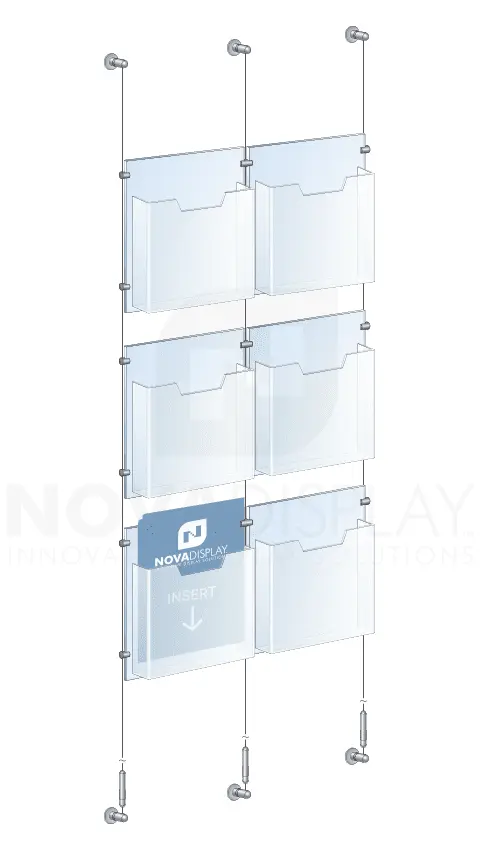 KLD-011 Cable Suspended Acrylic Literature Display Kit / Wall-to-Wall Mounted | Nova Display Systems