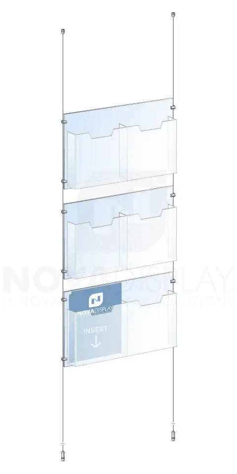 KLD-016 Cable Suspended Acrylic Literature Display Kit / Ceiling-to-Floor Tensioned | Nova Display Systems