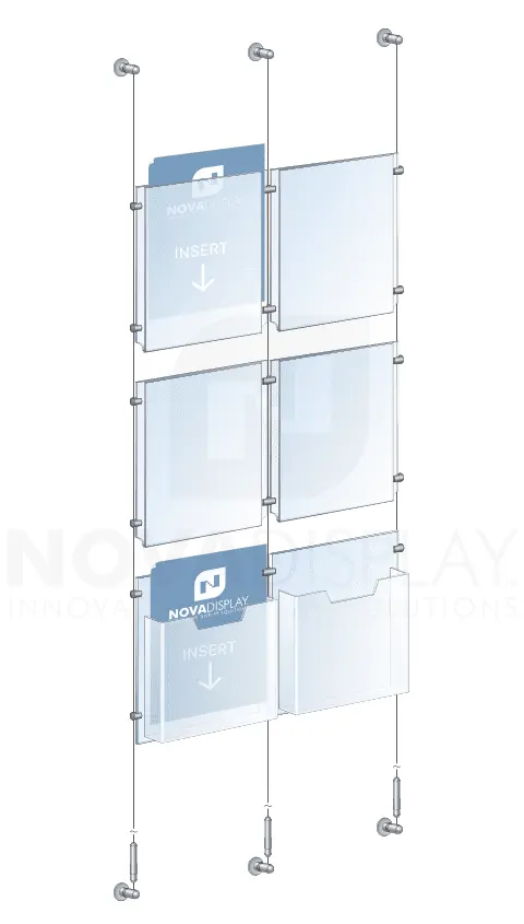KLD-019 Cable Suspended Acrylic Info/Poster and Literature Display Kit / Wall-to-Wall Mounted | Nova Display Systems