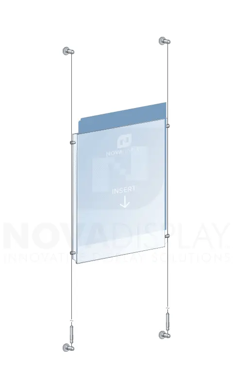 KPI-007 Cable Suspended Easy-Access Acrylic Poster Display Kit Wall-to-Wall Mounted | Nova Display Systems