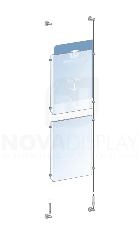 KPI-008 Cable Suspended Easy-Access Acrylic Poster Display Kit Wall-to-Wall Mounted | Nova Display Systems