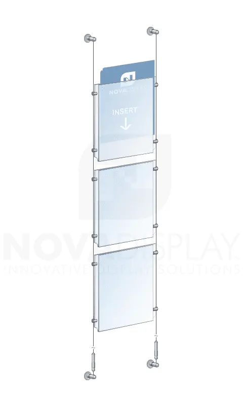 KPI-009 Cable Suspended Easy-Access Acrylic Poster Display Kit Wall-to-Wall Mounted | Nova Display Systems