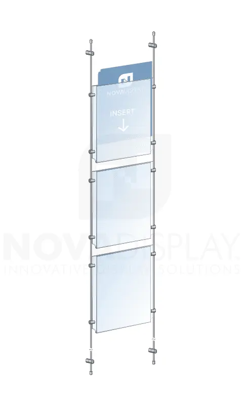 KPI-012 Rod Suspended Easy-Access Acrylic Poster Display Kit Wall-to-Wall Mounted | Nova Display Systems
