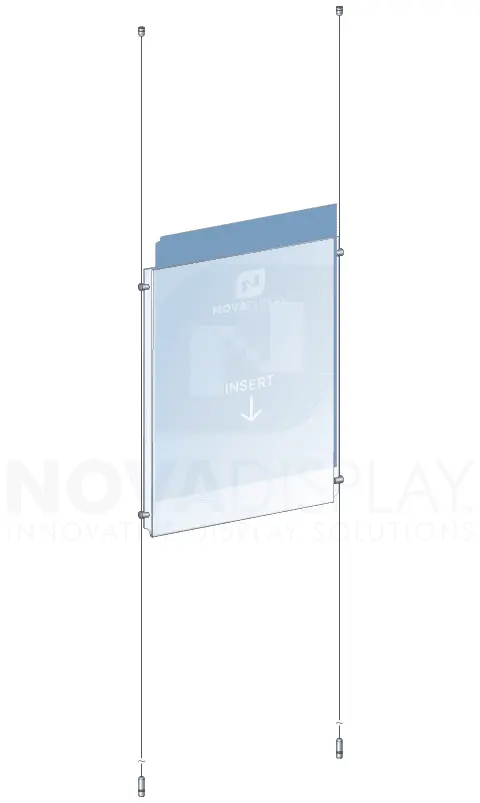 KPI-013 Cable Suspended Easy-Access Acrylic Poster Display Kit Ceiling-to-Floor Tensioned | Nova Display Systems