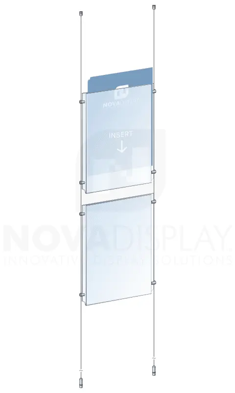 KPI-014 Cable Suspended Easy-Access Acrylic Poster Display Kit Ceiling-to-Floor Tensioned | Nova Display Systems
