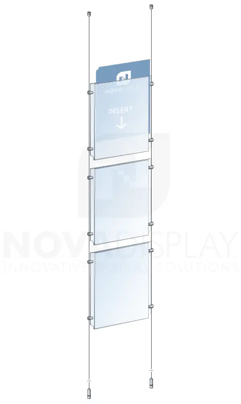 KPI-015 Cable Suspended Easy-Access Acrylic Poster Display Kit Ceiling-to-Floor Tensioned | Nova Display Systems