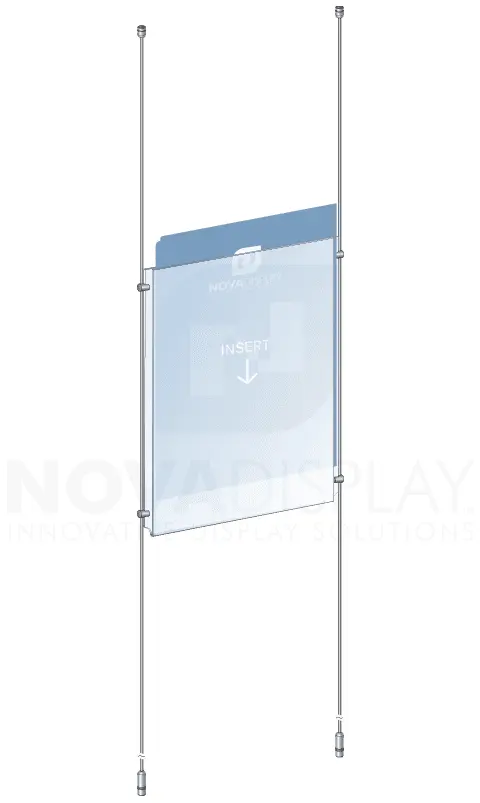 KPI-016 Rod Suspended Easy-Access Acrylic Poster Display Kit Ceiling-to-Floor Tensioned | Nova Display Systems
