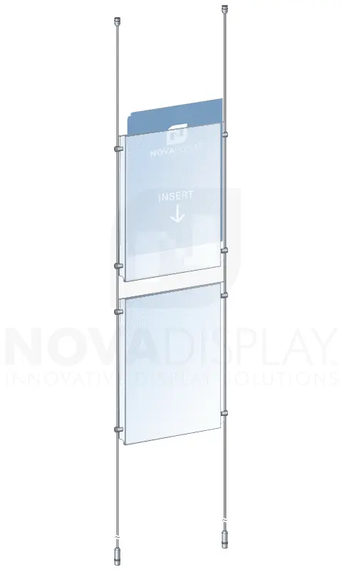 KPI-017 Rod Suspended Easy-Access Acrylic Poster Display Kit Ceiling-to-Floor Tensioned | Nova Display Systems
