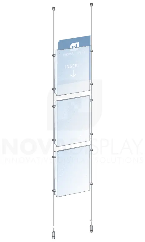KPI-018 Rod Suspended Easy-Access Acrylic Poster Display Kit Ceiling-to-Floor Tensioned | Nova Display Systems