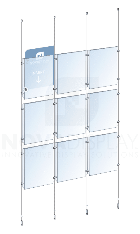 KPI-102 Cable Suspended Easy-Access Acrylic Poster Display Kit Ceiling-to-Floor Tensioned | Nova Display Systems