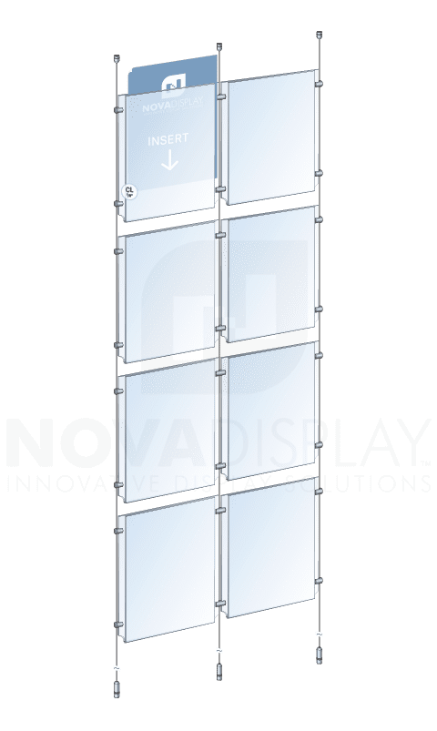 KPI-103 Cable Suspended Easy-Access Acrylic Poster Display Kit Ceiling-to-Floor Tensioned | Nova Display Systems