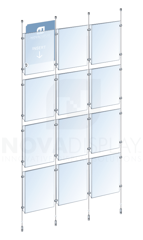 KPI-104 Cable Suspended Easy-Access Acrylic Poster Display Kit Ceiling-to-Floor Tensioned | Nova Display Systems