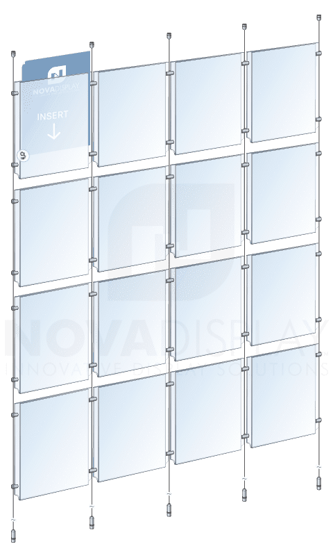 KPI-105 Cable Suspended Easy-Access Acrylic Poster Display Kit Ceiling-to-Floor Tensioned | Nova Display Systems