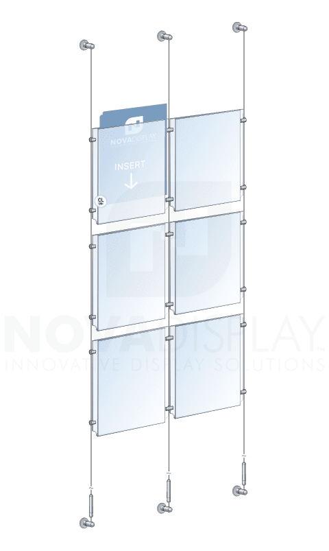 KPI-111 Cable Suspended Easy-Access Acrylic Poster Display Kit Wall-to-Wall Mounted | Nova Display Systems
