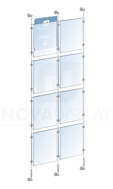 KPI-113 Cable Suspended Easy-Access Acrylic Poster Display Kit Wall-to-Wall Mounted | Nova Display Systems