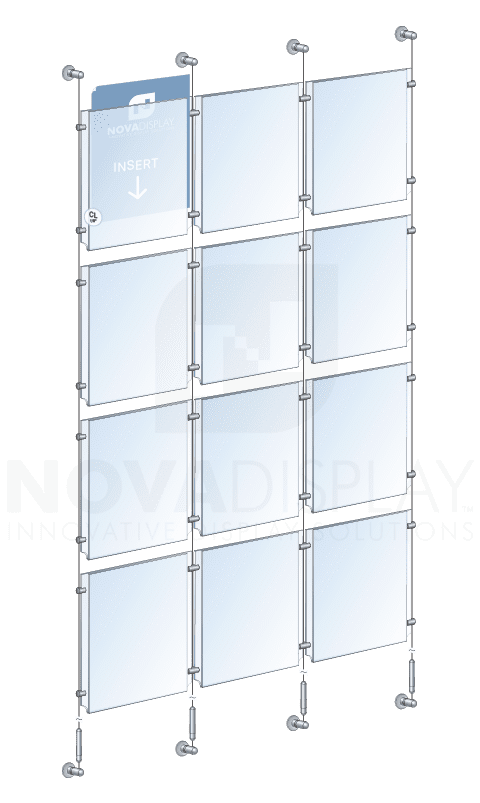 KPI-114 Cable Suspended Easy-Access Acrylic Poster Display Kit Wall-to-Wall Mounted | Nova Display Systems