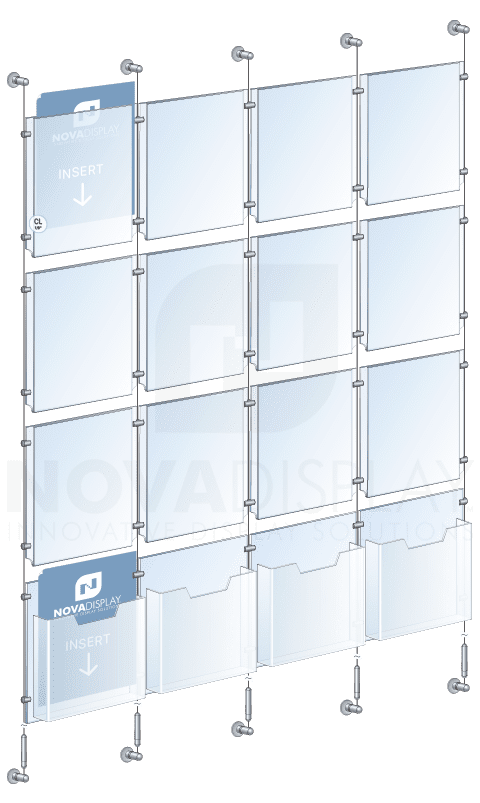 KPI-126 Cable Suspended Easy-Access Acrylic Poster Display Kit Wall-to-Wall Mounted | Nova Display Systems