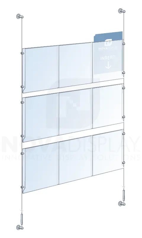 KPI-251 Cable Suspended Multi-Pocket Easy-Access Acrylic Poster Display Kit | Nova Display Systems