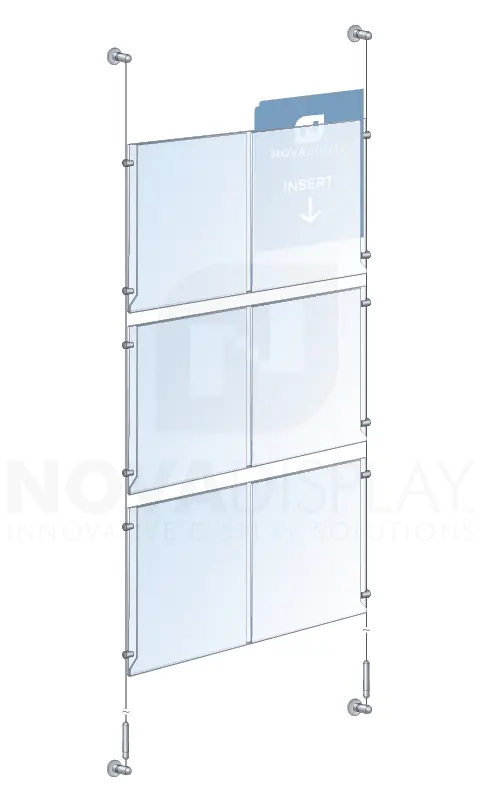 KPI-252 Cable Suspended Multi-Pocket Easy-Access Acrylic Poster Display Kit | Nova Display Systems