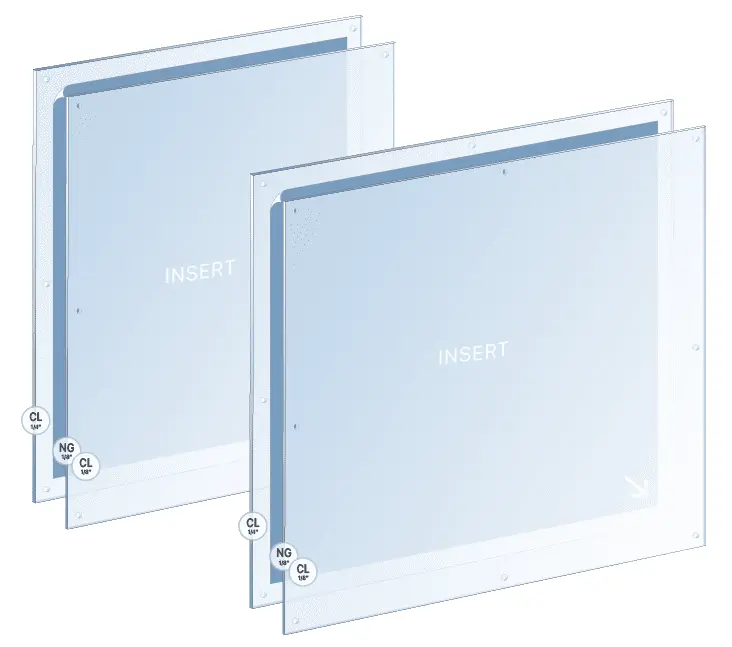 Oversized Acrylic Frame with Straight Corners and 6-8 Holes for M10 Studs