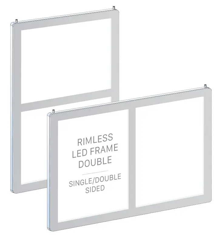 LED Light Pocket/Double Rimless for Letter Size Inserts | Nova Display Systems