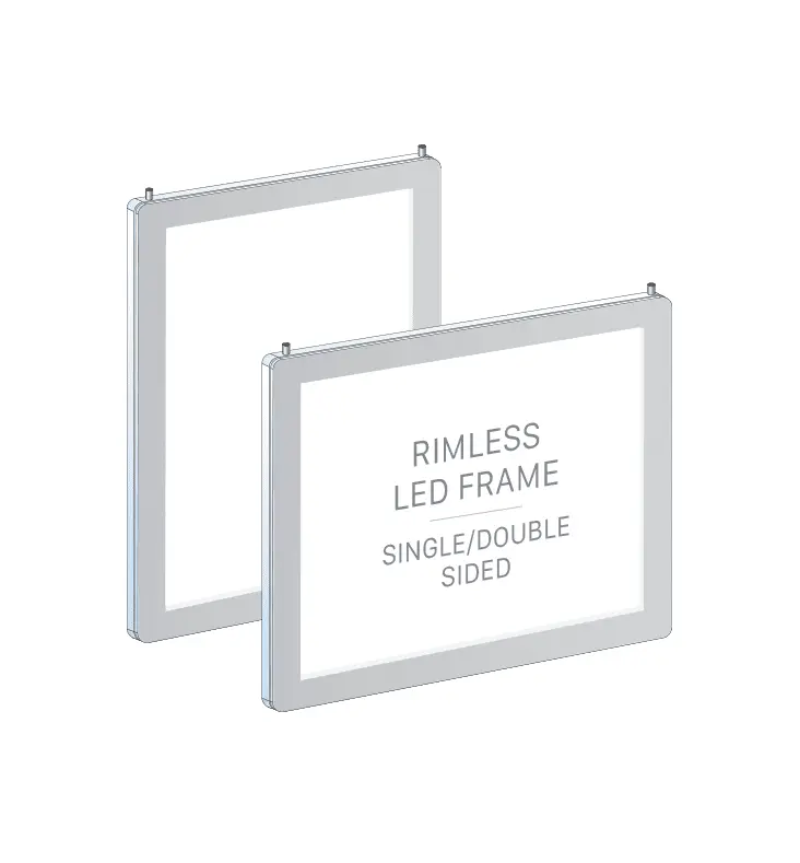 LED Light Pocket Rimless for Letter Size Inserts | Nova Display Systems