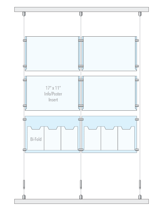 Rail/Track Mounted Acrylic Poster Displays with Tensioned Cables