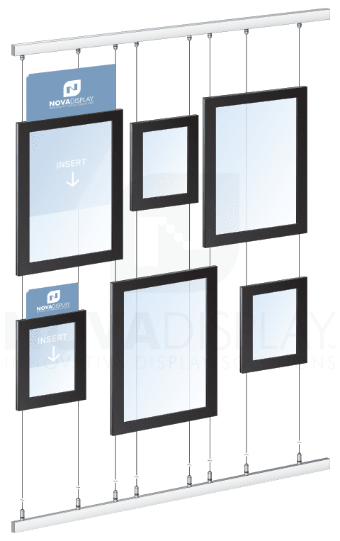 Display Rails Replacement Framed Display with Rail-Track Tensioned Suspended Cables