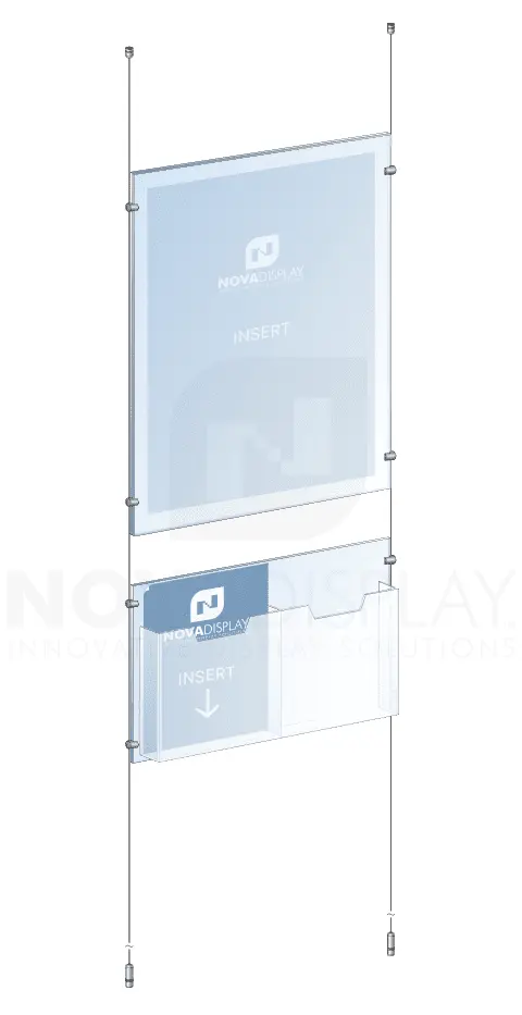 KASP-153 Cable Suspended Acrylic Poster/Literature Display Kit / Ceiling-to-Floor Tensioned | Nova Display Systems