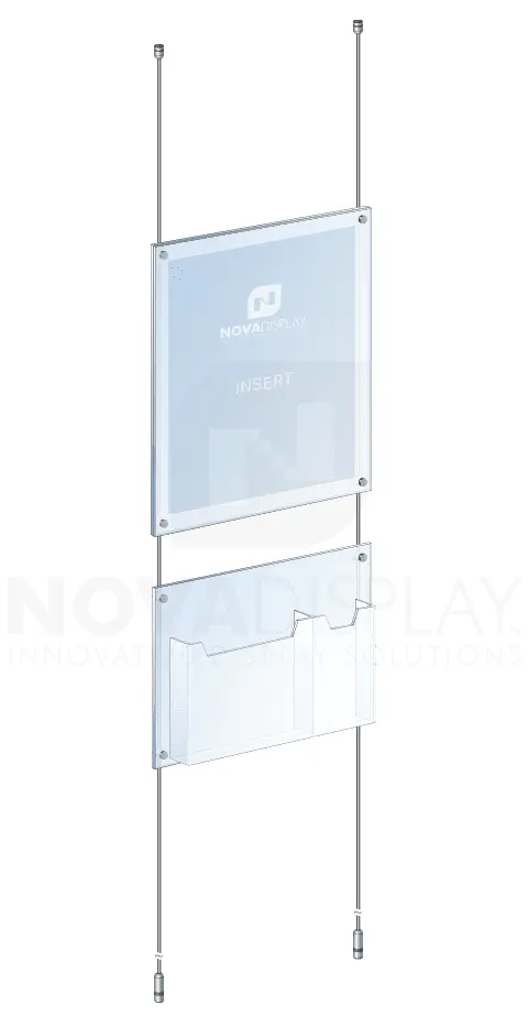 KASP-162 Rod Suspended Acrylic Poster/Literature Display Kit / Ceiling-to-Floor Tensioned | Nova Display Systems