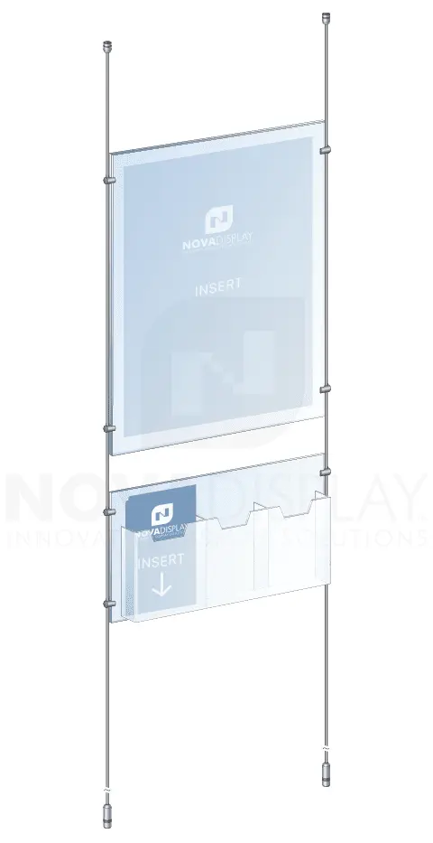 KASP-164 Rod Suspended Acrylic Poster/Literature Display Kit / Ceiling-to-Floor Tensioned | Nova Display Systems