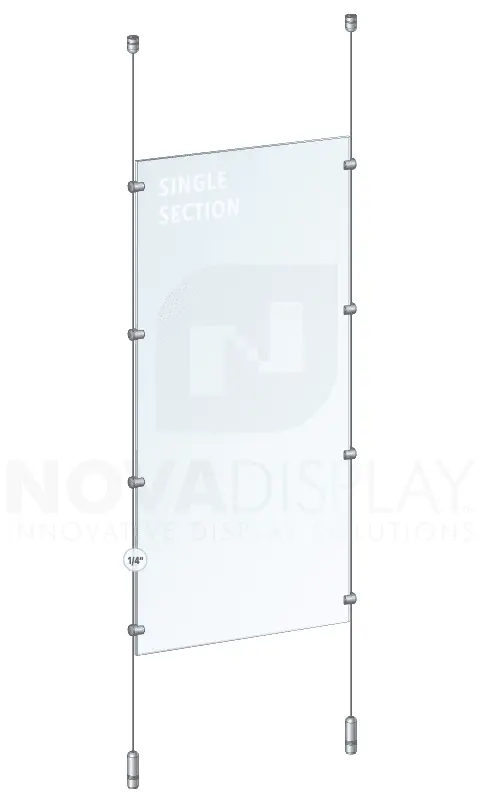 KCPR-002-CL Cable Suspended Partition Kit with Acrylic Resin Panels — Crystal Clear Matte Acrylic | Nova Display Systems